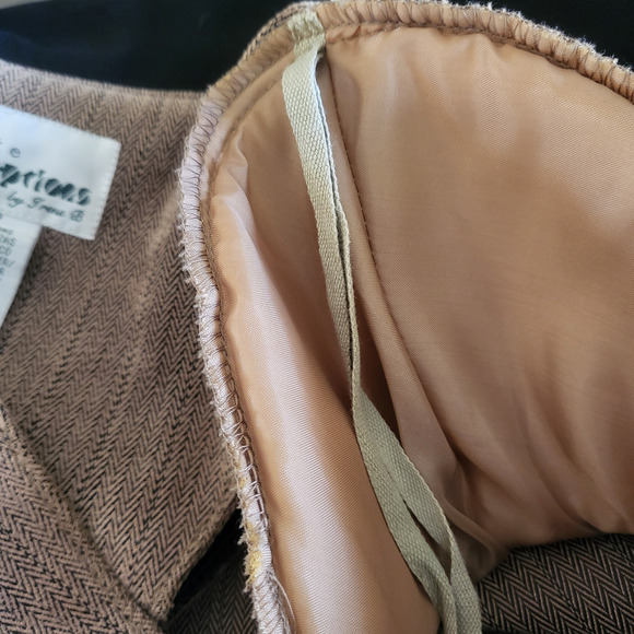 Vintage Perceptions Petite Size 10P Women's Tan Herringbone Dress Jacket - Picture 7 of 8